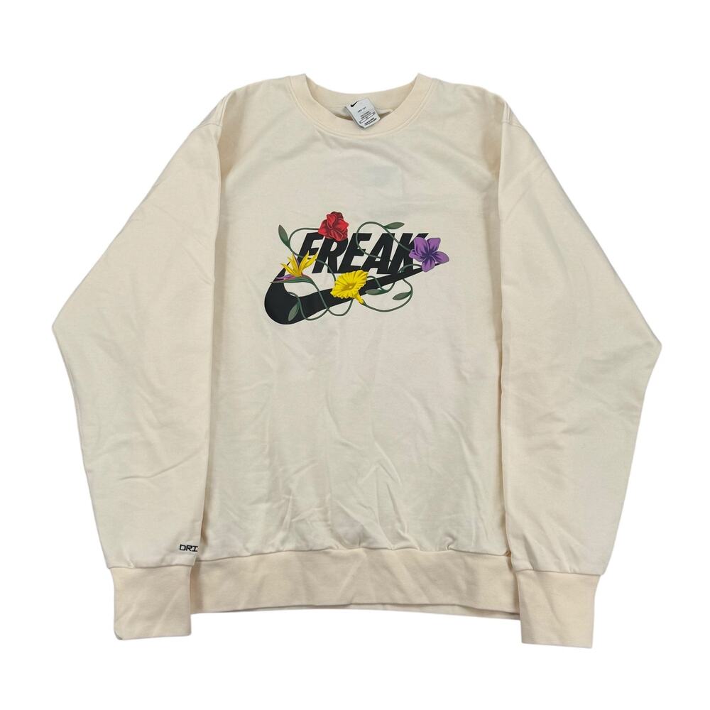 Nike Freak Floral Graphic Men's Tall Cream Crewneck Sweatshirt NWT Size XL